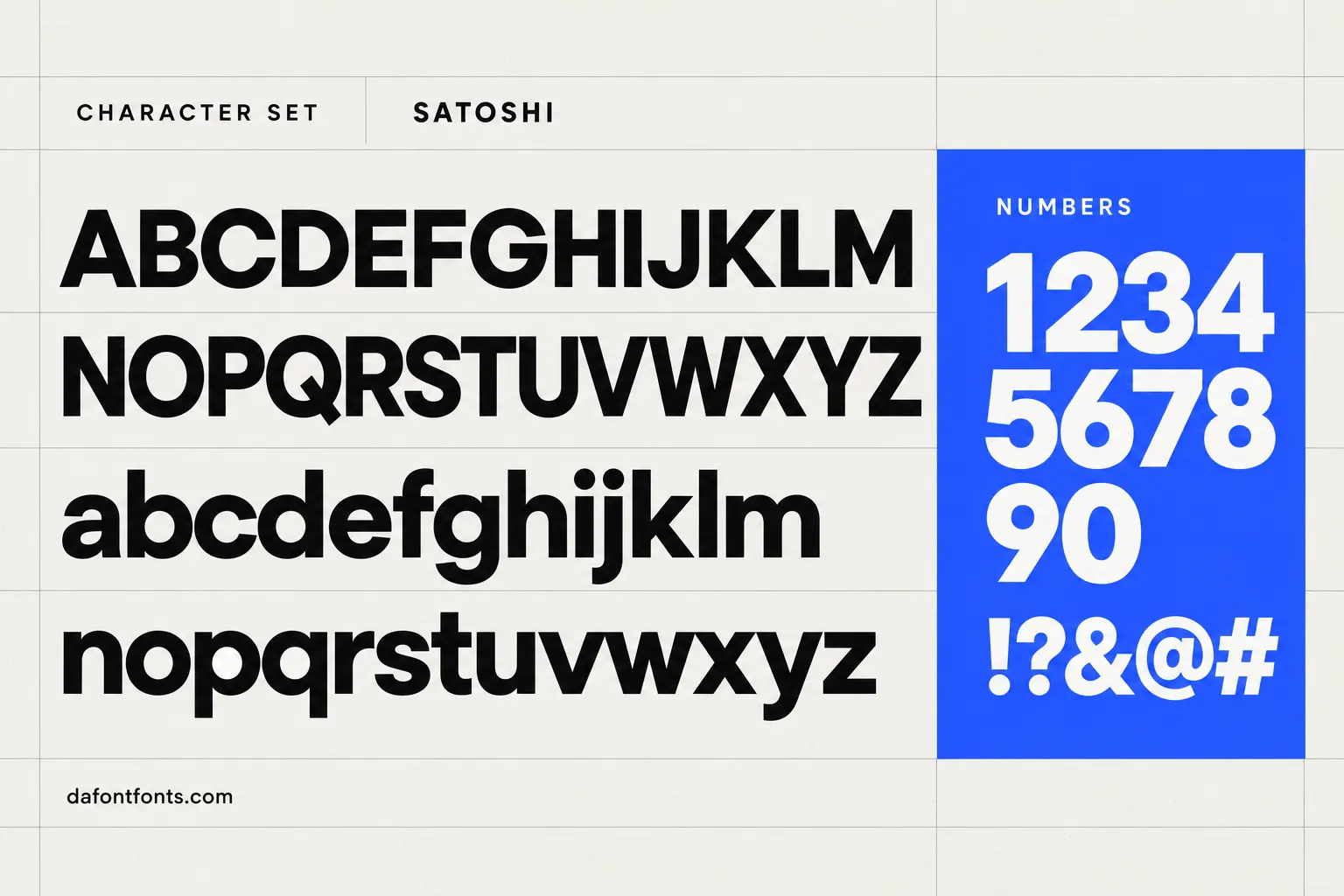 Satoshi style character set: uppercase and lowercase alphabet, numbers and symbols